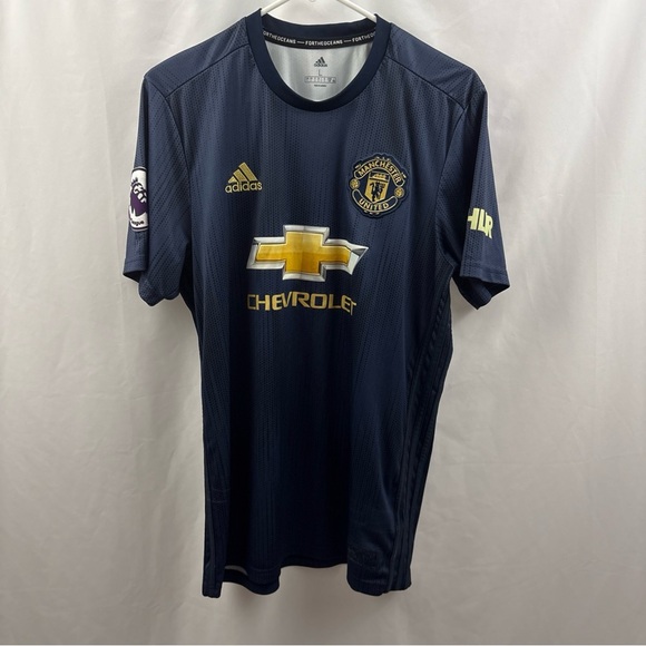 2018/2019 Manchester United Third 3rd Shirt Chevrolet L Navy Blue Futbol Jersey - Picture 2 of 7